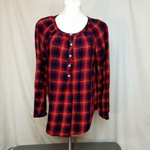 Faded glory red plaid button down size large women